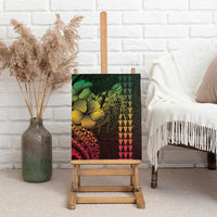 Hawaiian Sea Turtle Canvas Wall Art Reggae Hibiscus Flowers and Kakau Pattern LT9 - Polynesian Pride