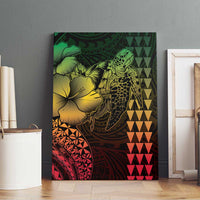 Hawaiian Sea Turtle Canvas Wall Art Reggae Hibiscus Flowers and Kakau Pattern LT9 - Polynesian Pride