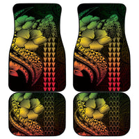 Hawaiian Sea Turtle Car Mats Reggae Hibiscus Flowers and Kakau Pattern LT9 - Polynesian Pride