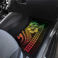 Hawaiian Sea Turtle Car Mats Reggae Hibiscus Flowers and Kakau Pattern LT9 - Polynesian Pride