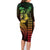 Hawaiian Sea Turtle Family Matching Long Sleeve Bodycon Dress and Hawaiian Shirt Reggae Hibiscus Flowers and Kakau Pattern