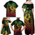 Hawaiian Sea Turtle Family Matching Off Shoulder Maxi Dress and Hawaiian Shirt Reggae Hibiscus Flowers and Kakau Pattern