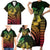 Hawaiian Sea Turtle Family Matching Short Sleeve Bodycon Dress and Hawaiian Shirt Reggae Hibiscus Flowers and Kakau Pattern