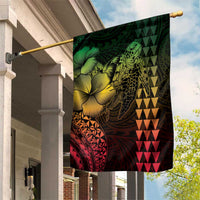 Hawaiian Sea Turtle Garden Flag Reggae Hibiscus Flowers and Kakau Pattern LT9 House Flag Reggae - Polynesian Pride
