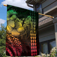 Hawaiian Sea Turtle Garden Flag Reggae Hibiscus Flowers and Kakau Pattern LT9 - Polynesian Pride