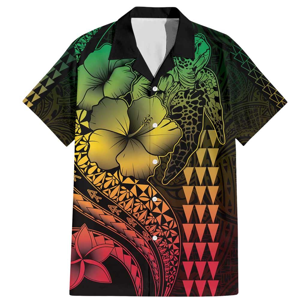Hawaiian Sea Turtle Hawaiian Shirt Reggae Hibiscus Flowers and Kakau Pattern LT9 Reggae - Polynesian Pride