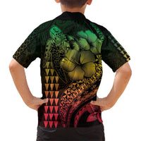 Hawaiian Sea Turtle Hawaiian Shirt Reggae Hibiscus Flowers and Kakau Pattern LT9 - Polynesian Pride