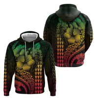 Hawaiian Sea Turtle Hoodie Reggae Hibiscus Flowers and Kakau Pattern LT9 - Polynesian Pride