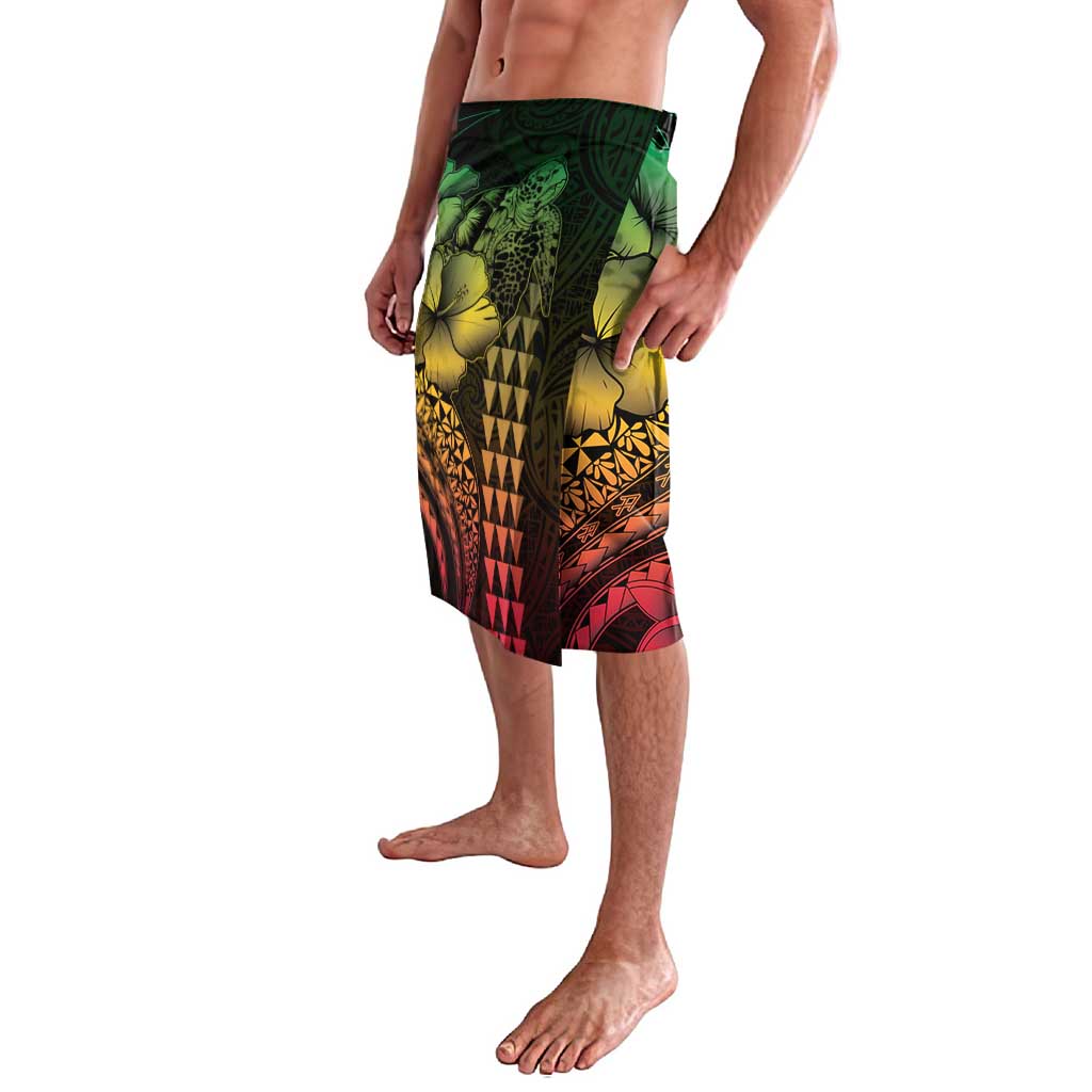 Hawaiian Sea Turtle Lavalava Reggae Hibiscus Flowers and Kakau Pattern LT9 - Polynesian Pride