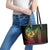 Hawaiian Sea Turtle Leather Tote Bag Reggae Hibiscus Flowers and Kakau Pattern