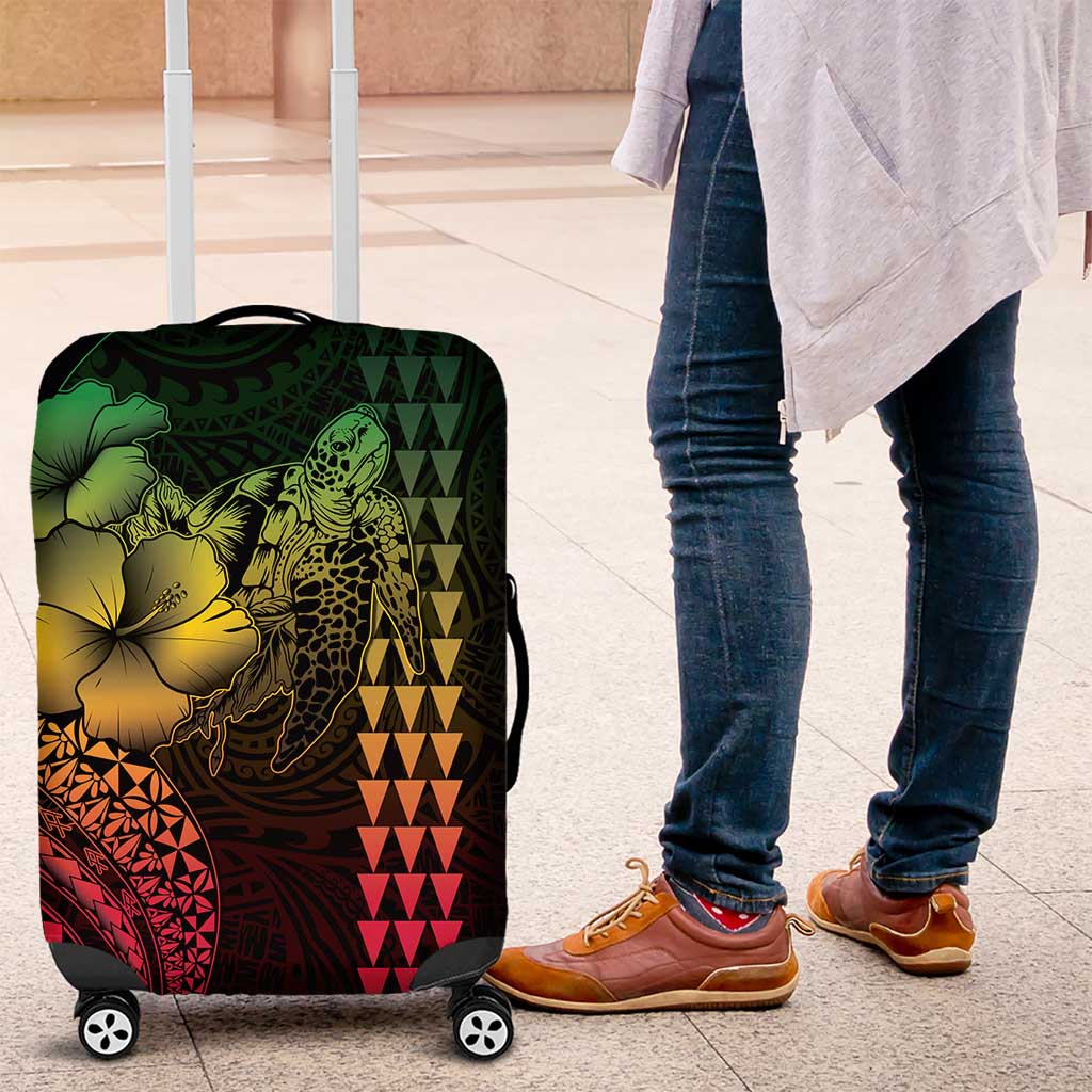Hawaiian Sea Turtle Luggage Cover Reggae Hibiscus Flowers and Kakau Pattern LT9 Reggae - Polynesian Pride