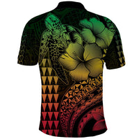 Hawaiian Sea Turtle Polo Shirt Reggae Hibiscus Flowers and Kakau Pattern LT9 - Polynesian Pride