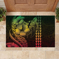 Hawaiian Sea Turtle Rubber Doormat Reggae Hibiscus Flowers and Kakau Pattern LT9 Reggae - Polynesian Pride