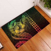 Hawaiian Sea Turtle Rubber Doormat Reggae Hibiscus Flowers and Kakau Pattern LT9 - Polynesian Pride