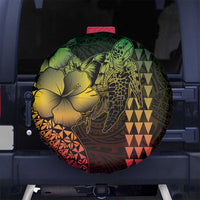 Hawaiian Sea Turtle Spare Tire Cover Reggae Hibiscus Flowers and Kakau Pattern LT9 - Polynesian Pride