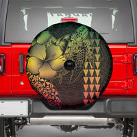 Hawaiian Sea Turtle Spare Tire Cover Reggae Hibiscus Flowers and Kakau Pattern LT9 - Polynesian Pride