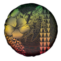 Hawaiian Sea Turtle Spare Tire Cover Reggae Hibiscus Flowers and Kakau Pattern LT9 - Polynesian Pride