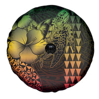 Hawaiian Sea Turtle Spare Tire Cover Reggae Hibiscus Flowers and Kakau Pattern LT9 - Polynesian Pride