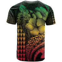 Hawaiian Sea Turtle T Shirt Reggae Hibiscus Flowers and Kakau Pattern LT9 - Polynesian Pride