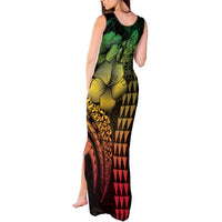 Hawaiian Sea Turtle Tank Maxi Dress Reggae Hibiscus Flowers and Kakau Pattern LT9 - Polynesian Pride