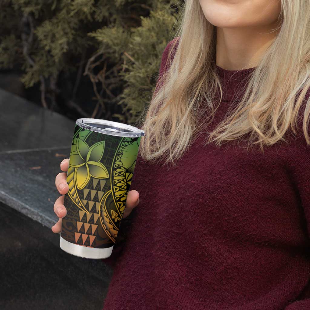 Hawaiian Sea Turtle Tumbler Cup Reggae Hibiscus Flowers and Kakau Pattern LT9 - Polynesian Pride