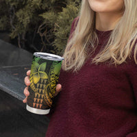 Hawaiian Sea Turtle Tumbler Cup Reggae Hibiscus Flowers and Kakau Pattern LT9 - Polynesian Pride