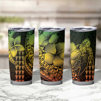Hawaiian Sea Turtle Tumbler Cup Reggae Hibiscus Flowers and Kakau Pattern LT9 - Polynesian Pride