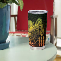 Hawaiian Sea Turtle Tumbler Cup Reggae Hibiscus Flowers and Kakau Pattern LT9 - Polynesian Pride