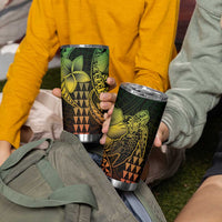 Hawaiian Sea Turtle Tumbler Cup Reggae Hibiscus Flowers and Kakau Pattern LT9 - Polynesian Pride