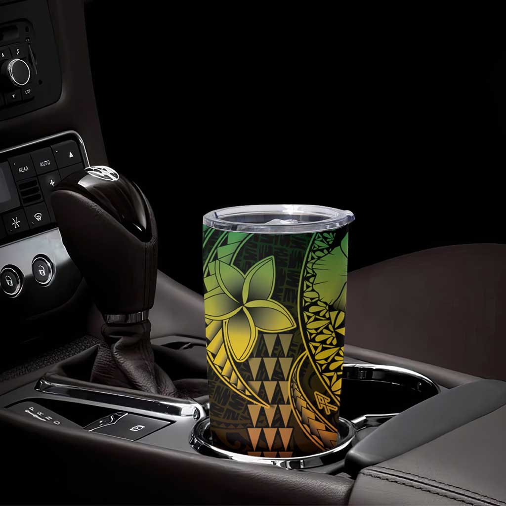 Hawaiian Sea Turtle Tumbler Cup Reggae Hibiscus Flowers and Kakau Pattern LT9 - Polynesian Pride