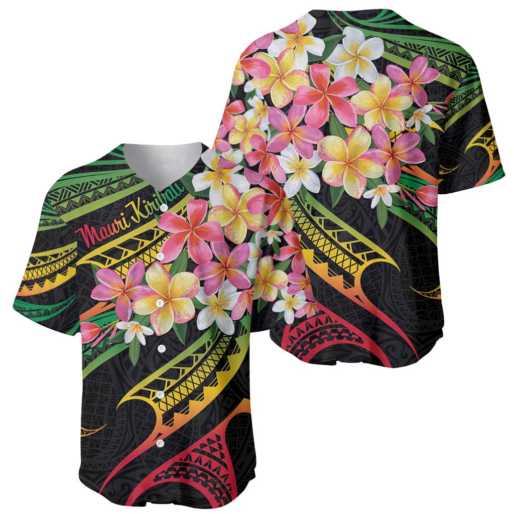 Kiribati Red Jasmine Mango Baseball Jersey Reggae Polynesian Art Vibe LT9 - Polynesian Pride