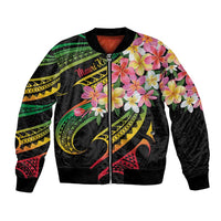Kiribati Red Jasmine Mango Bomber Jacket Reggae Polynesian Art Vibe LT9 Unisex Reggae - Polynesian Pride