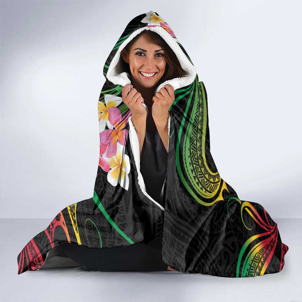 Kiribati Red Jasmine Mango Hooded Blanket Reggae Polynesian Art Vibe LT9 - Polynesian Pride