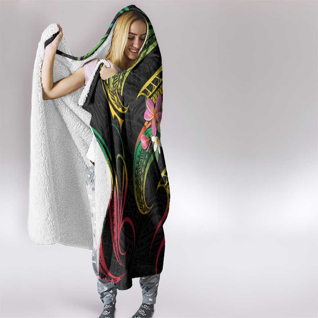 Kiribati Red Jasmine Mango Hooded Blanket Reggae Polynesian Art Vibe LT9 - Polynesian Pride