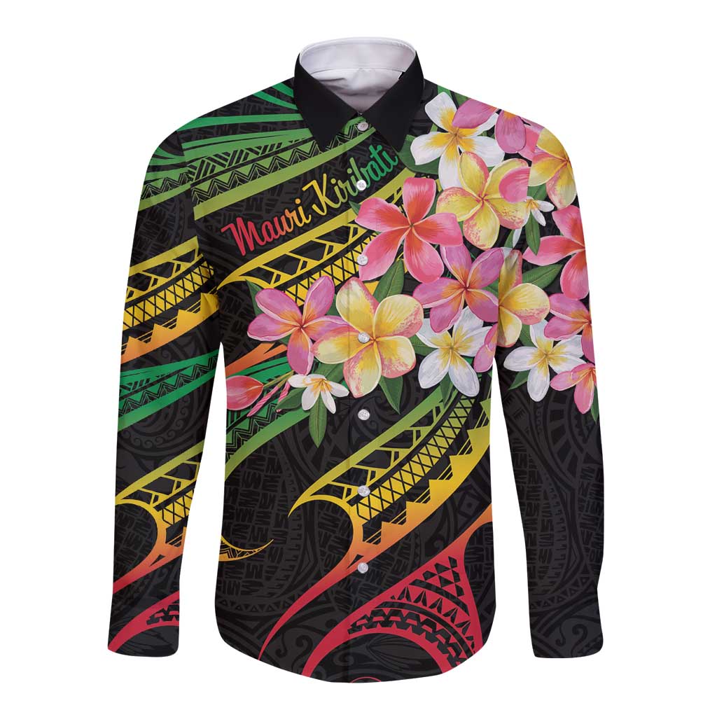 Kiribati Red Jasmine Mango Long Sleeve Button Shirt Reggae Polynesian Art Vibe LT9 Unisex Reggae - Polynesian Pride
