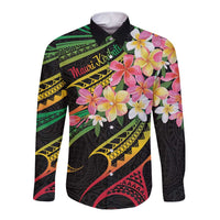 Kiribati Red Jasmine Mango Long Sleeve Button Shirt Reggae Polynesian Art Vibe LT9 Unisex Reggae - Polynesian Pride