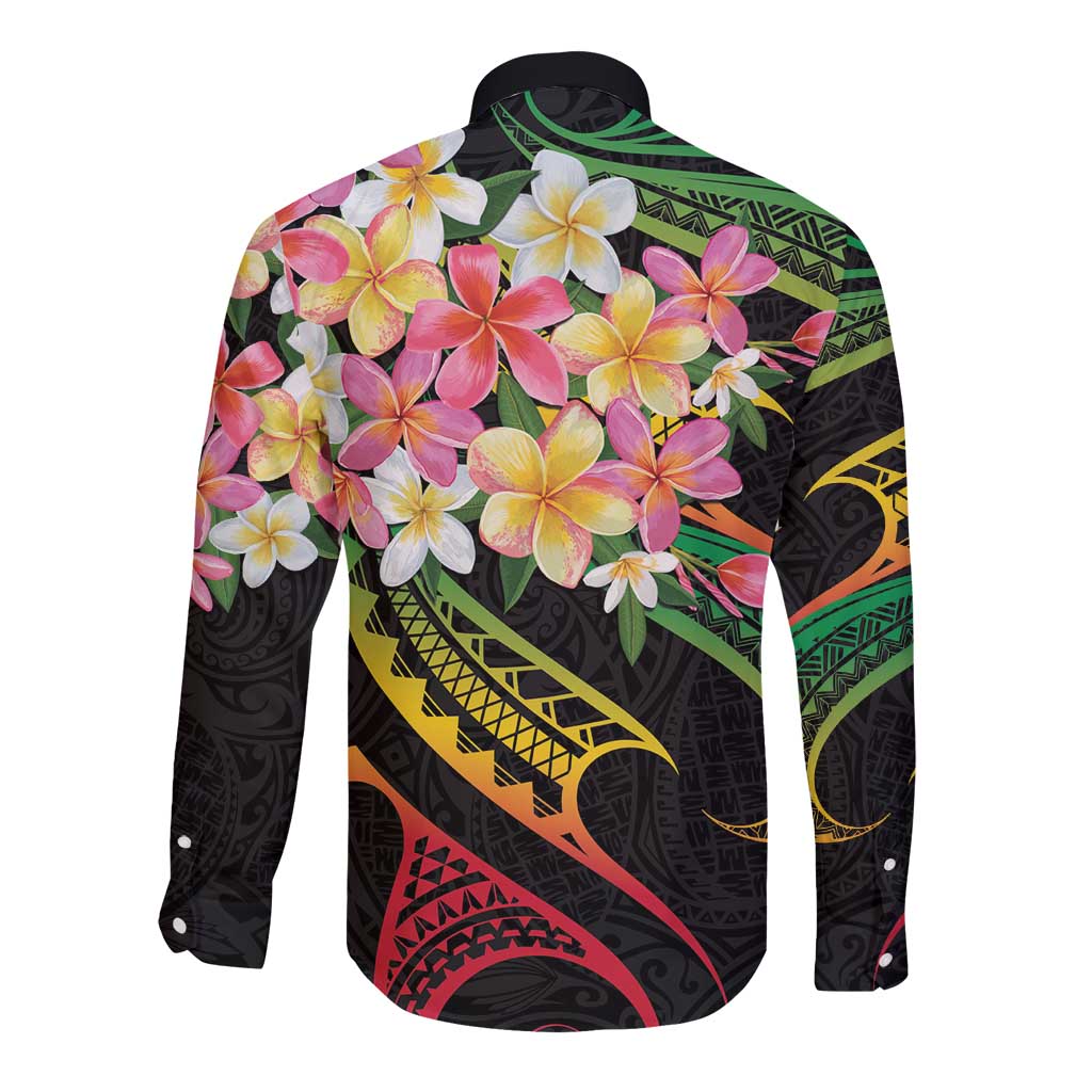 Kiribati Red Jasmine Mango Long Sleeve Button Shirt Reggae Polynesian Art Vibe LT9 - Polynesian Pride