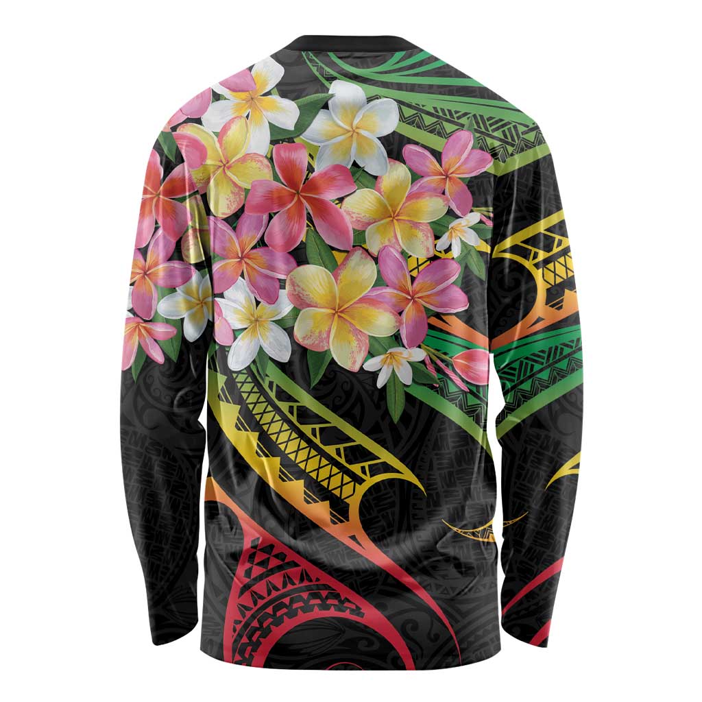 Kiribati Red Jasmine Mango Long Sleeve Shirt Reggae Polynesian Art Vibe LT9 - Polynesian Pride