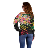 Kiribati Red Jasmine Mango Off Shoulder Sweater Reggae Polynesian Art Vibe LT9 - Polynesian Pride