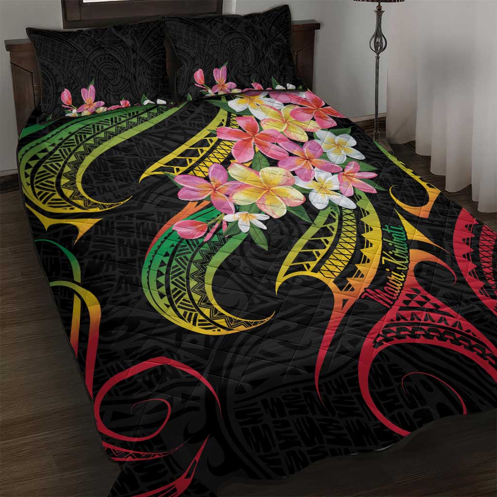 Kiribati Red Jasmine Mango Quilt Bed Set Reggae Polynesian Art Vibe