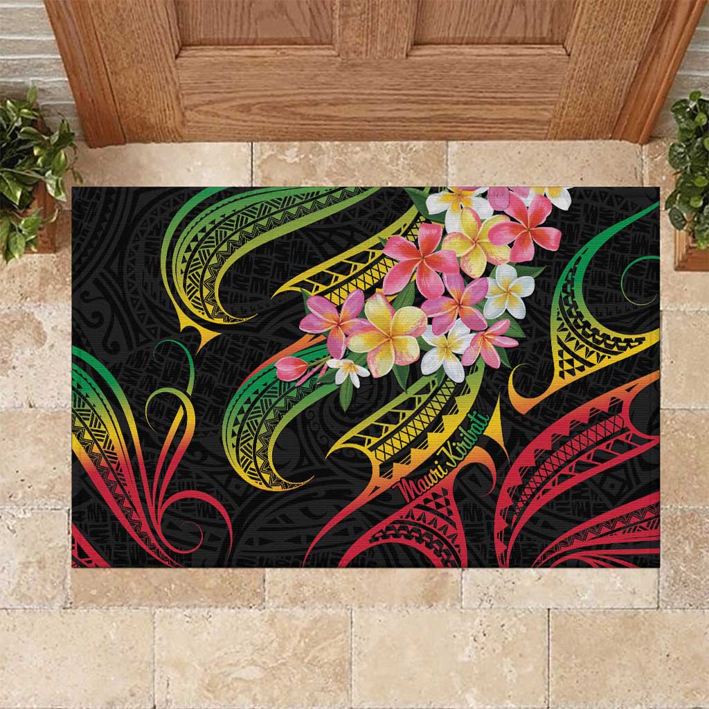 Kiribati Red Jasmine Mango Rubber Doormat Reggae Polynesian Art Vibe