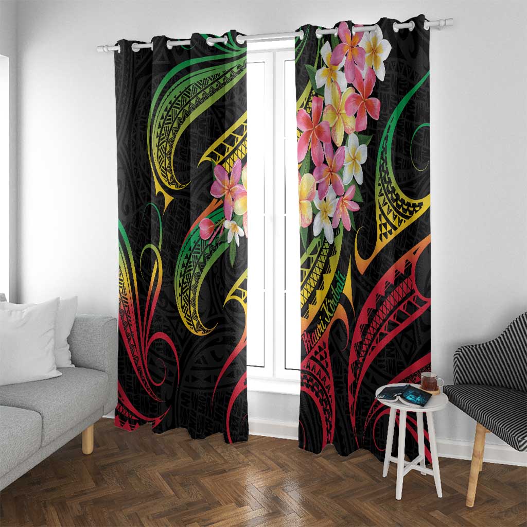 Kiribati Red Jasmine Mango Window Curtain Reggae Polynesian Art Vibe LT9 With Grommets Reggae - Polynesian Pride