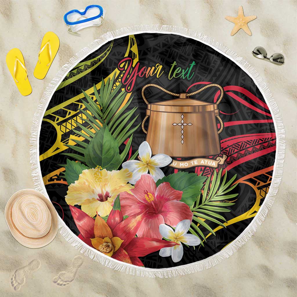 Personalised Tokelau Tropical Flowers Beach Blanket Reggae Polynesian Art Vibe