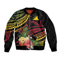 Personalised Tokelau Tropical Flowers Bomber Jacket Reggae Polynesian Art Vibe LT9 Unisex Reggae - Polynesian Pride