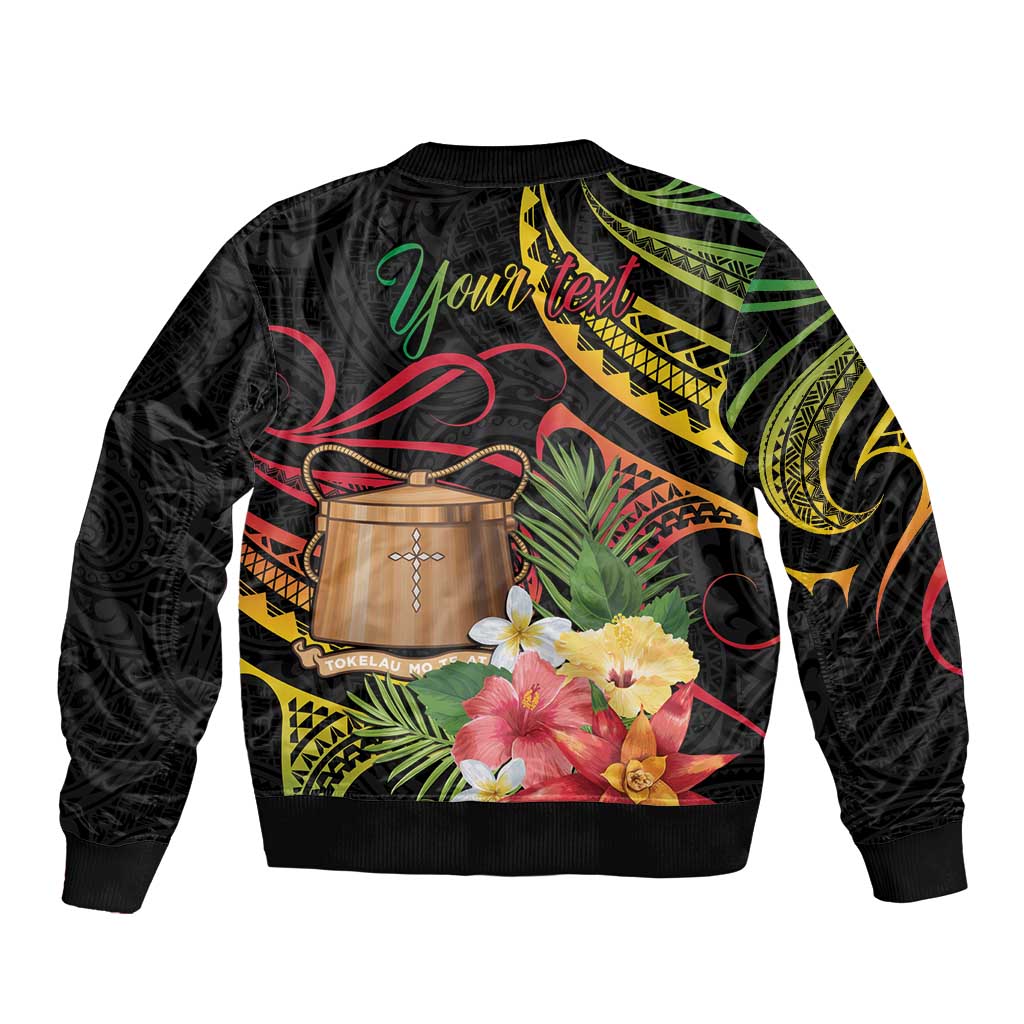 Personalised Tokelau Tropical Flowers Bomber Jacket Reggae Polynesian Art Vibe LT9 - Polynesian Pride