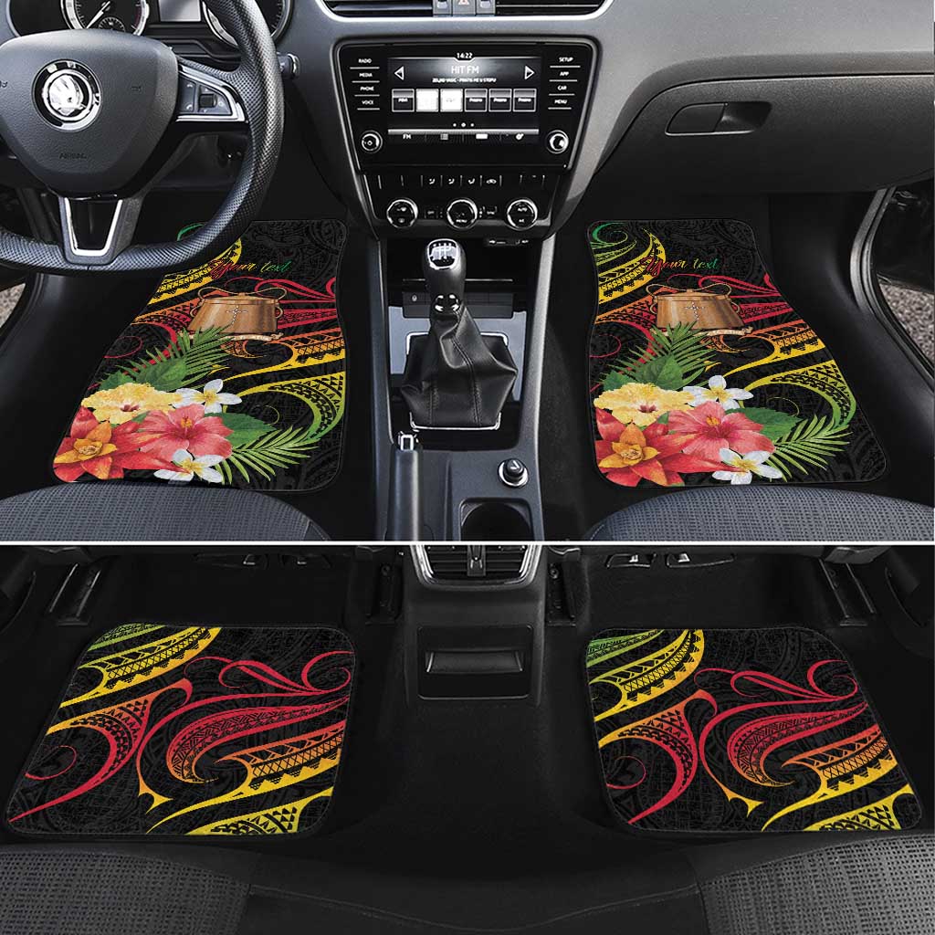 Personalised Tokelau Tropical Flowers Car Mats Reggae Polynesian Art Vibe LT9 Set 4pcs Reggae - Polynesian Pride