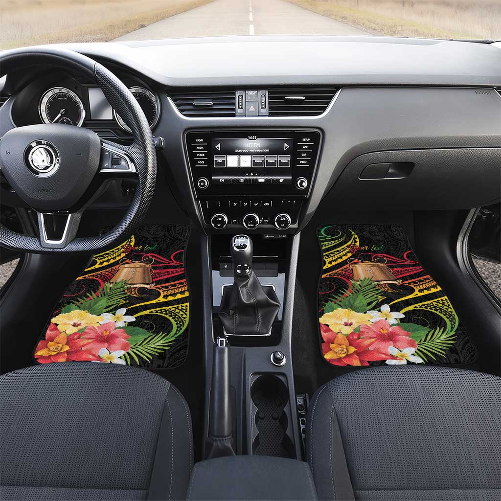 Personalised Tokelau Tropical Flowers Car Mats Reggae Polynesian Art Vibe LT9 Set 2pcs - Front Reggae - Polynesian Pride