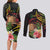 Personalised Tokelau Tropical Flowers Couples Matching Long Sleeve Bodycon Dress and Long Sleeve Button Shirt Reggae Polynesian Art Vibe