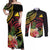 Personalised Tokelau Tropical Flowers Couples Matching Off Shoulder Maxi Dress and Long Sleeve Button Shirt Reggae Polynesian Art Vibe