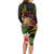 Personalised Tokelau Tropical Flowers Long Sleeve Bodycon Dress Reggae Polynesian Art Vibe